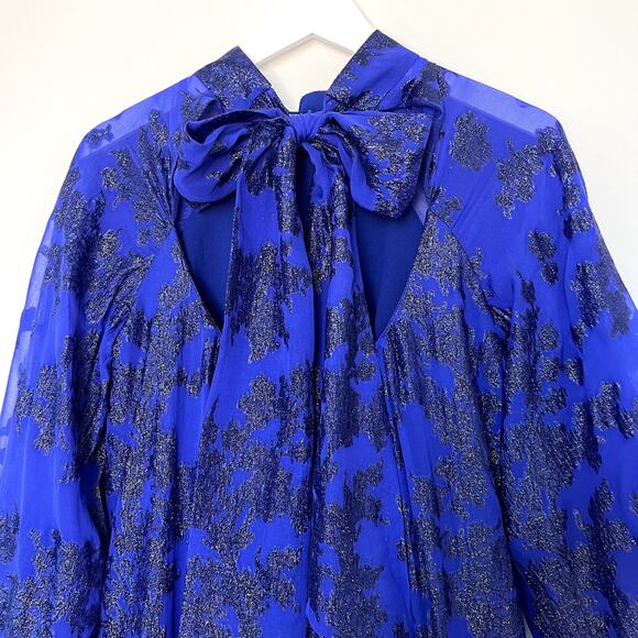 Monique Lhuillier Azurite Long-Sleeve Tie-Back Short Dress Size 4 NWT - Picture 7 of 10